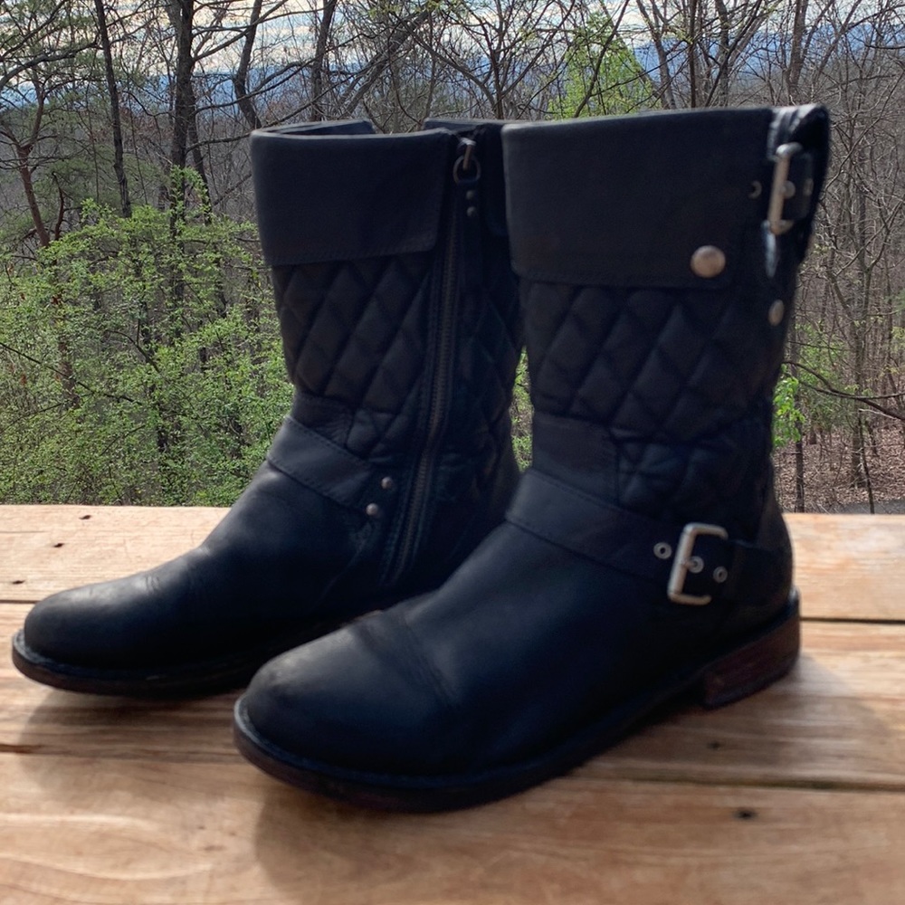 UGG AUSTRALIA CONOR LEATHER/SHEEPSKIN MOTO BOOTS Sz 9